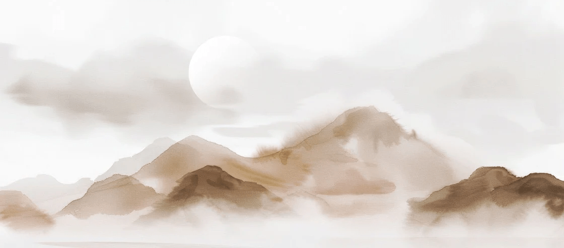 Papier peint montagnes voilées – Lueur sépia