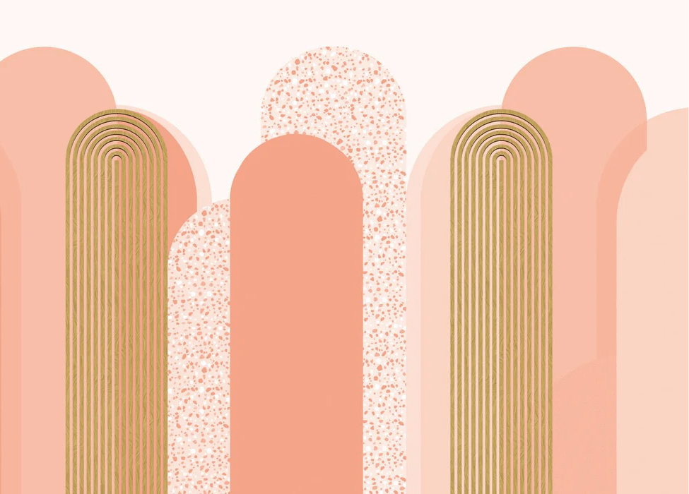 Papier peint Art déco graphique tendance rosé, XXL, tendance