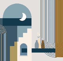 Papier peint arche bleu graphique - Muralconcept