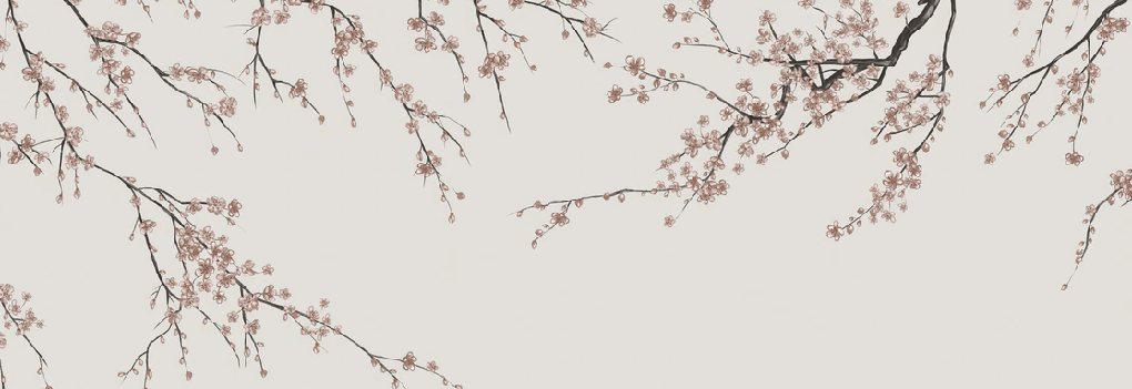 Papier peint panoramique Sakura beige, XXL, tendance