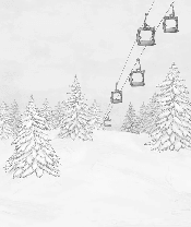Papier peint montagne télécabine noir & blanc - Muralconcept