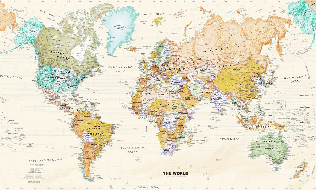 Papier peint original carte du monde - Muralconcept