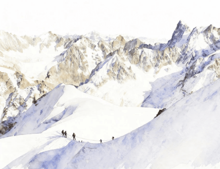 Papier peint alpinisme la cordée - Vallée blanche - Muralconcept