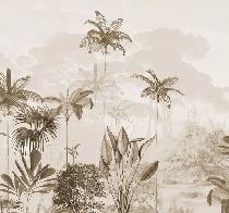 Papier peint panoramique jungle eden sépia - Muralconcept