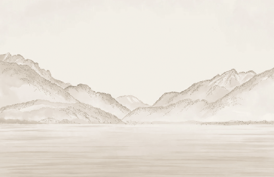 Papier peint lac Annecy sépia - Relief Pointillé - Muralconcept