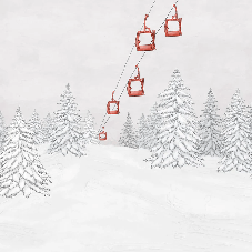 Papier peint montagne télécabine rouge