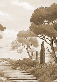 Papier peint balade dans les calanques monochrome