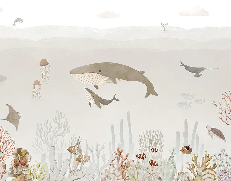 Papier peint bébé baleines