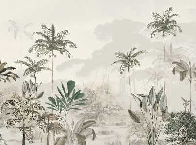 Papier peint panoramique jungle eden vert