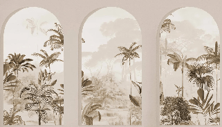 Papier peint arches luxuriantes sépia - Muralconcept