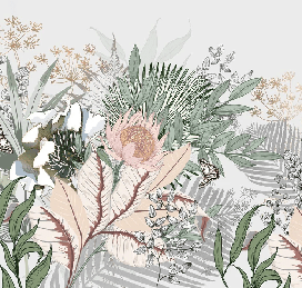Panoramic floral botanic wallpaper - Muralconcept