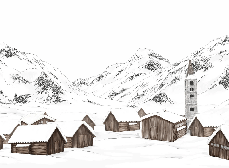 Papier peint village val d'Isère, XXL, tendance