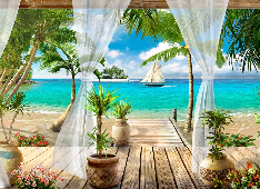 Papier peint Windows Sea - Muralconcept