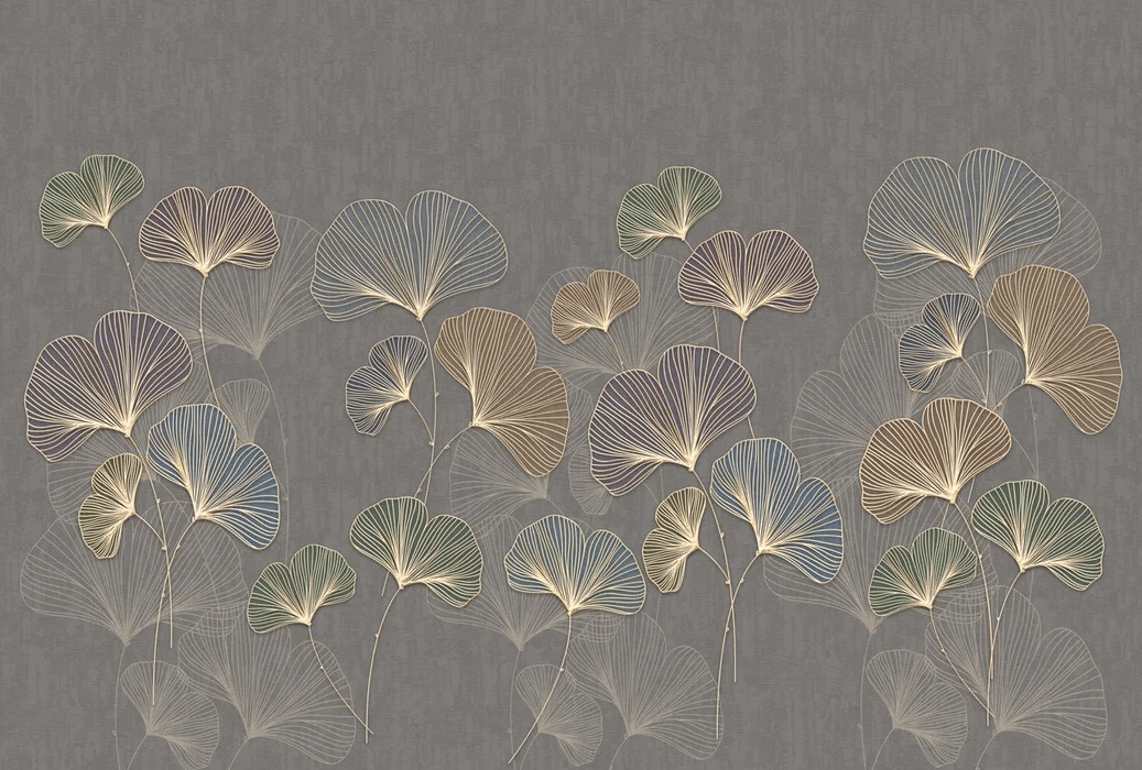 Papier peint bistrot ginkgo asie tendance - Muralconcept