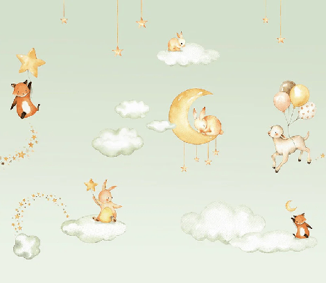 Papier peint bébé jolis rêves vert, XXL, tendance