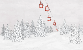 Papier peint montagne télécabine rouge