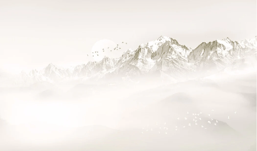 Papier peint Mont blanc lune et oiseau