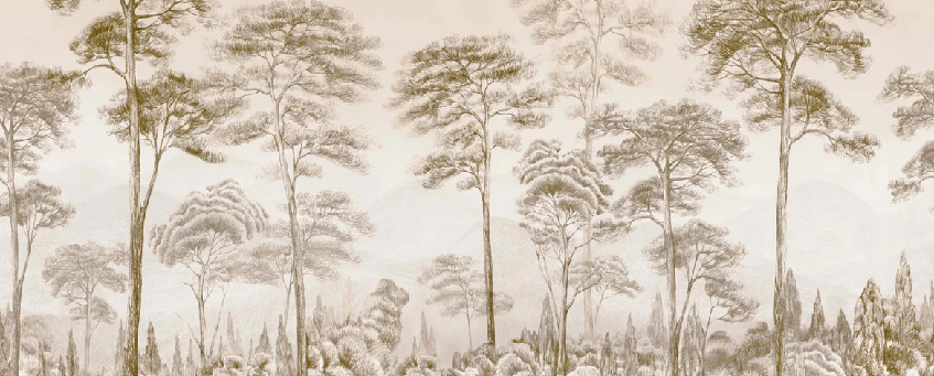 Papier peint nature pinède sépia