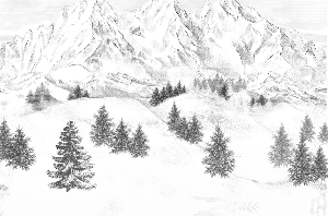 Papier peint montagne sommets de Chamonix, XXL, tendance