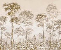 Papier peint nature pinède sépia