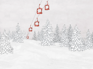 Papier peint montagne télécabine rouge