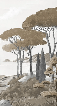 Papier peint balade dans les calanques brun