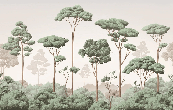 Papier peint brise légère pinède - Muralconcept