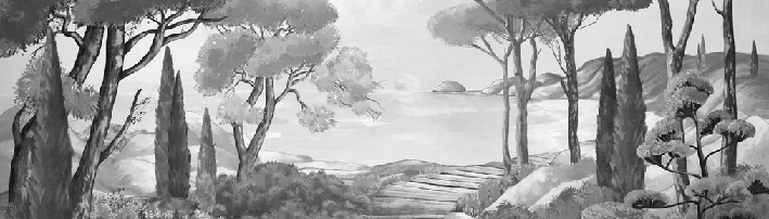 Papier peint balade dans les calanques noir et blanc