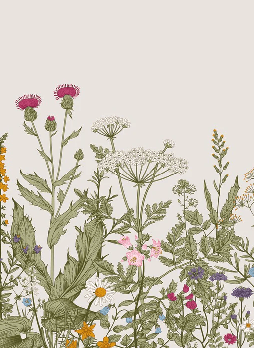 Papier peint bistrot botanique folk romantique - Muralconcept