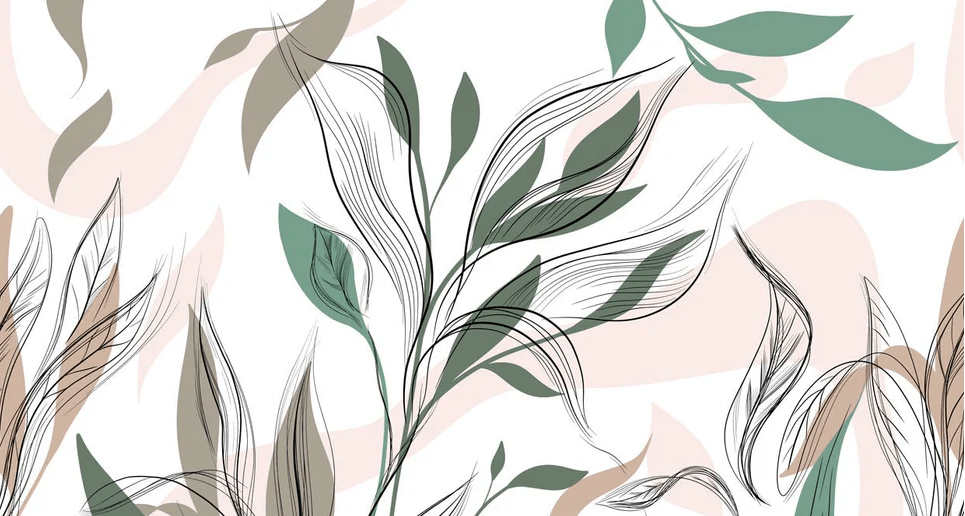 Papier peint panoramique fleur graphique - Muralconcept