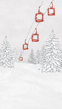 Papier peint montagne télécabine rouge - Muralconcept