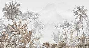 Papier peint tendance tropical sepia - Muralconcept