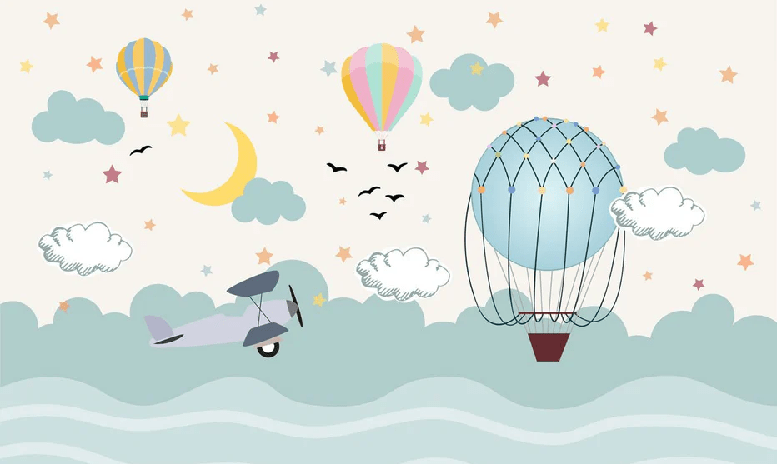 Papier peint chambre enfant avion scandinave