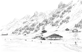 Papier peint Clusaz ski fond montagne Confins, XXL, tendance