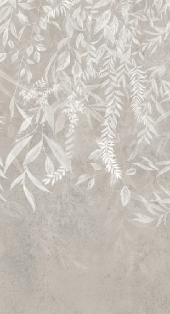 Papier peint design végétal moderne beige