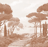 Papier peint balade dans les calanques terracotta