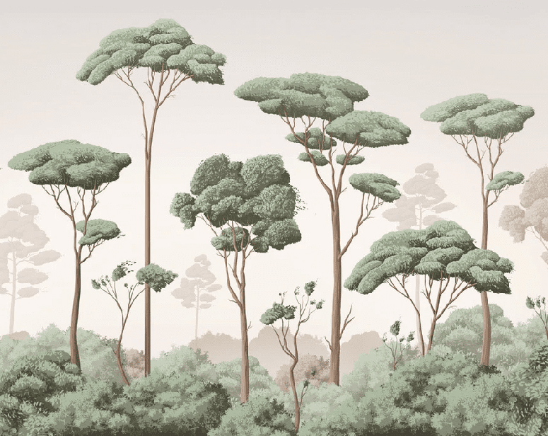 Papier peint brise légère pinède - Muralconcept