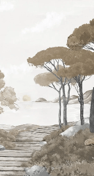 Papier peint balade dans les calanques brun