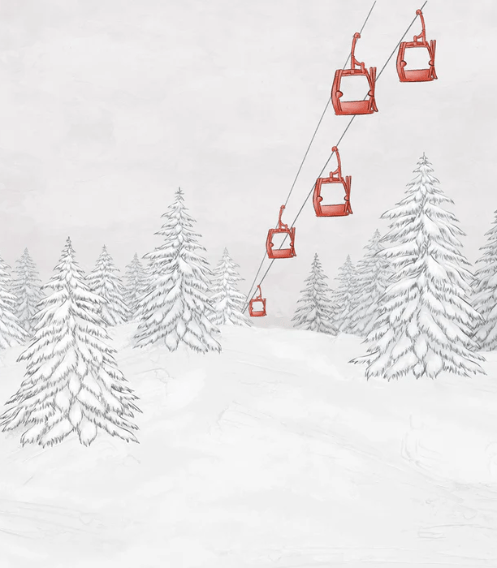 Papier peint montagne télécabine rouge, XXL, tendance