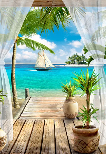 Papier peint Windows Sea - Muralconcept