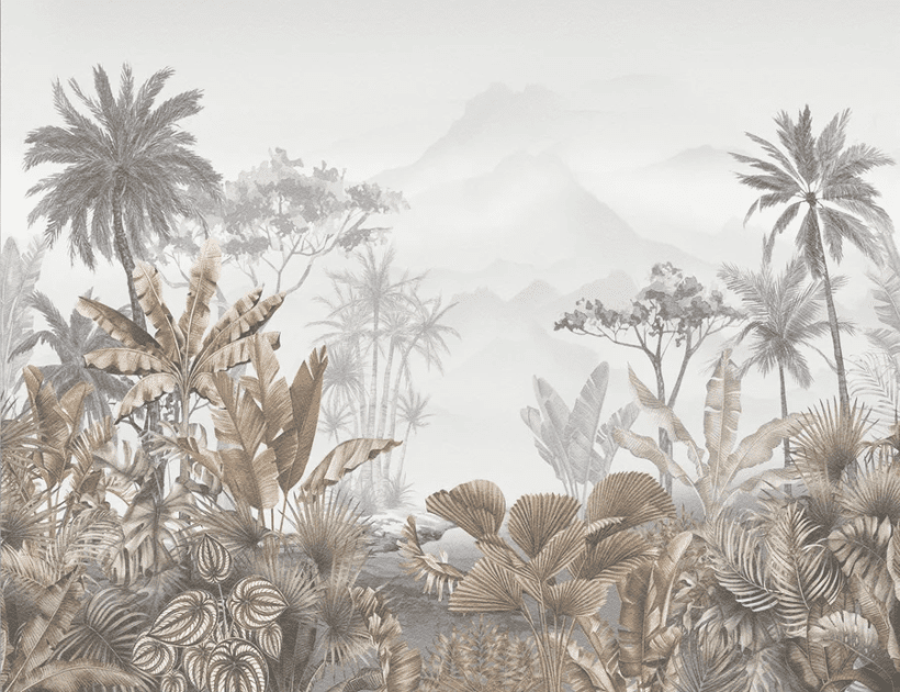 Papier peint tendance tropical sepia - Muralconcept