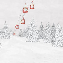 Papier peint montagne télécabine rouge