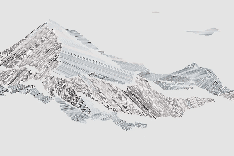 Papier peint restaurant montagne graphique style - Muralconcept