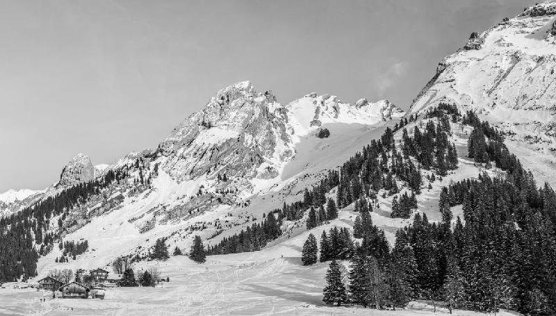 Papier peint panoramique chalet alpage
