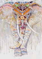 Papier peint Eléphant Boho Indien - Muralconcept
