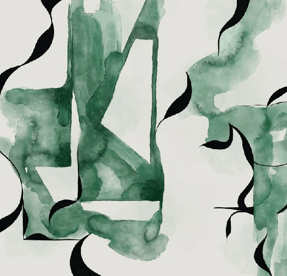 Papier peint abstrait moderne – Abstract Green Flow - Muralconcept