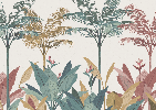 Papier peint panoramique jungle colorée