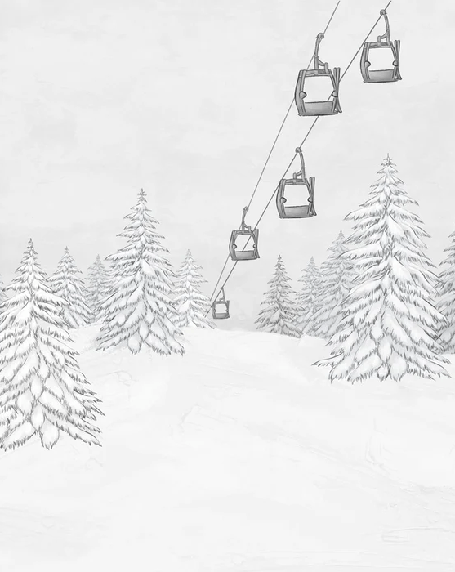 Papier peint montagne télécabine noir & blanc