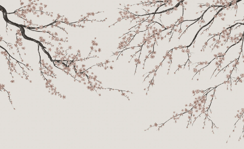 Papier peint panoramique Sakura beige - Muralconcept