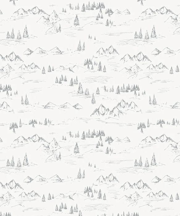 Papier peint illustration montagne et sapin